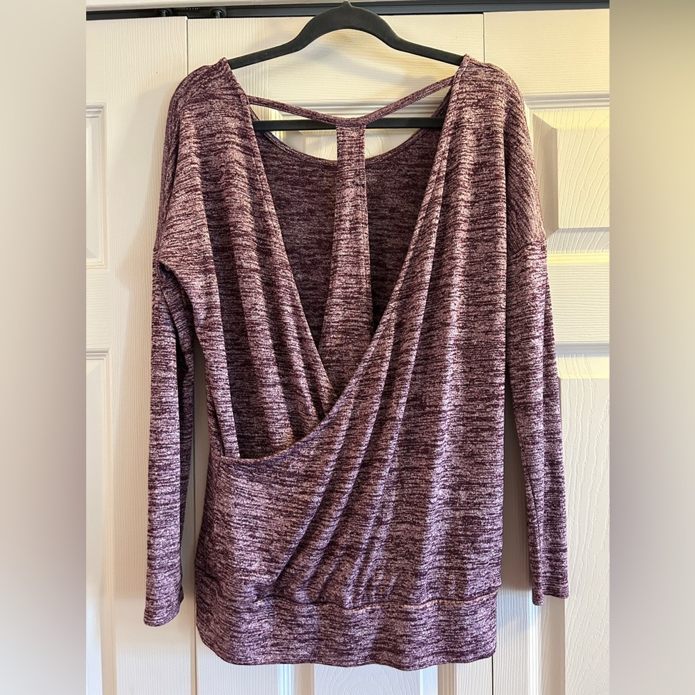 Athleta long sleeve sweater with t-strap crossover back, sz S
